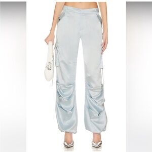 SER.O.YA Light Blue Satin Cargo Pants